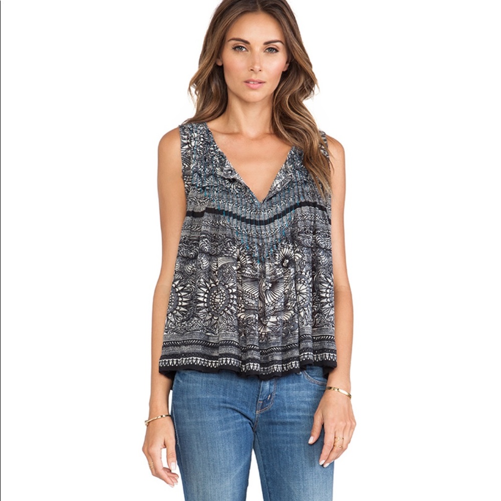 NWOT Free People Myna Tank in Black Combo